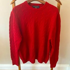 Brooks Brothers Saxon Wool Cable Knit Sweater in Red Size Small Men